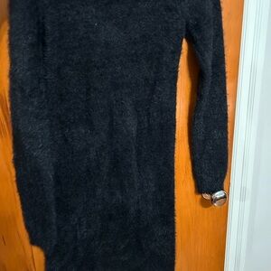 Forever 21 Black Fuzzy Long Sleeve Dress